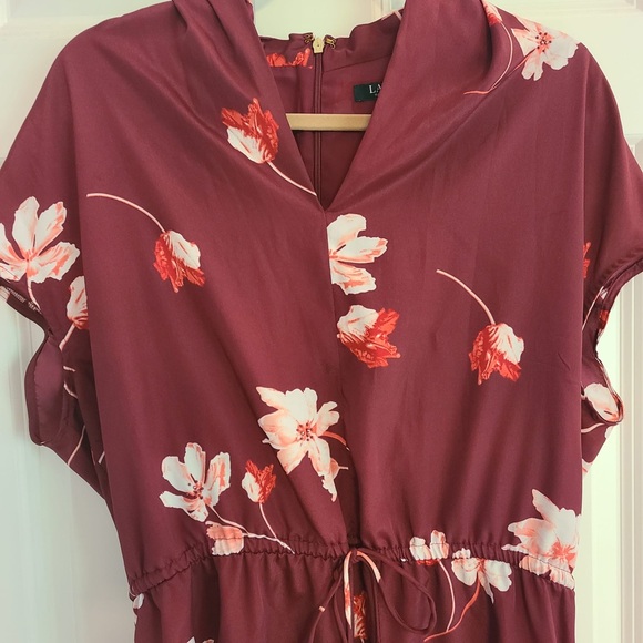 Lauren Ralph Lauren Sheath Dress Womens 12 Bolorma Short Sleeve Tie Waist Floral - Picture 5 of 10